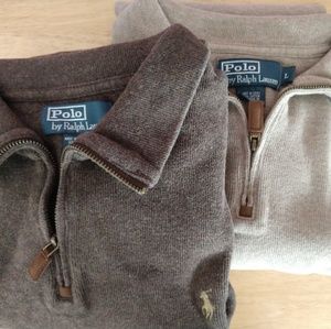 Two Polo Ralph Lauren Quarter Zipper Sweater Large